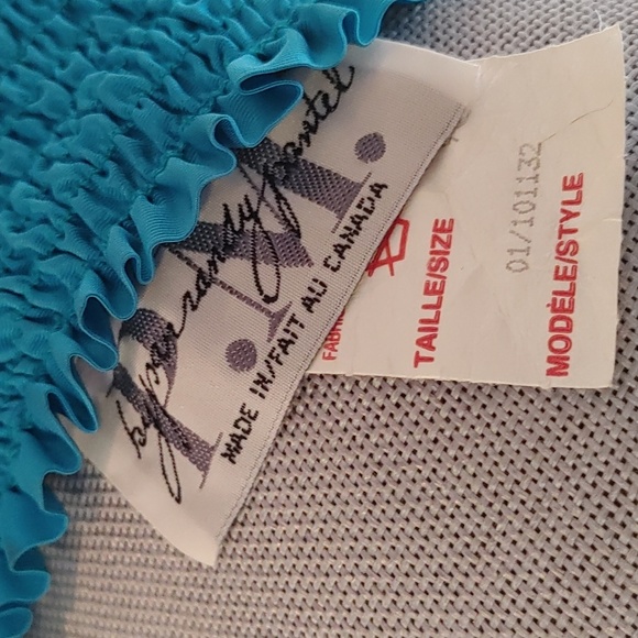 Vintage Canadian Designer Teal and Black Ruffled Dress Size 9 - Picture 8 of 10